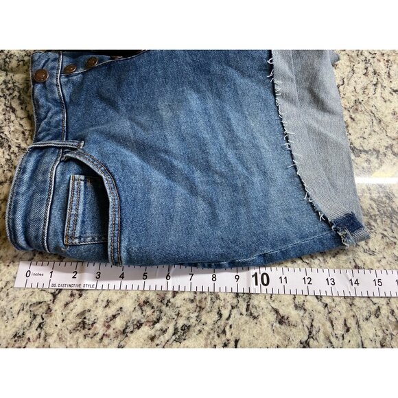 Ava  Viv Button Fly Denim Shorts 18W Blue Distressed Fringe Grunge Edgy Festival - Picture 7 of 7